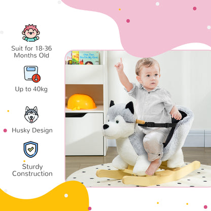 Plush husky rocking horse with sound
