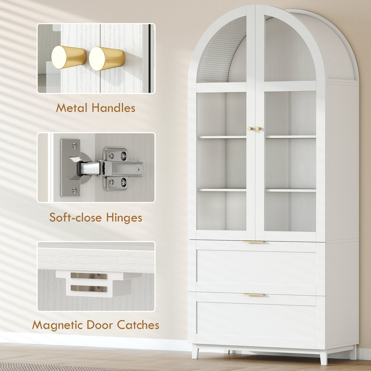 Armario de cocina arqueado con puertas de acrílico