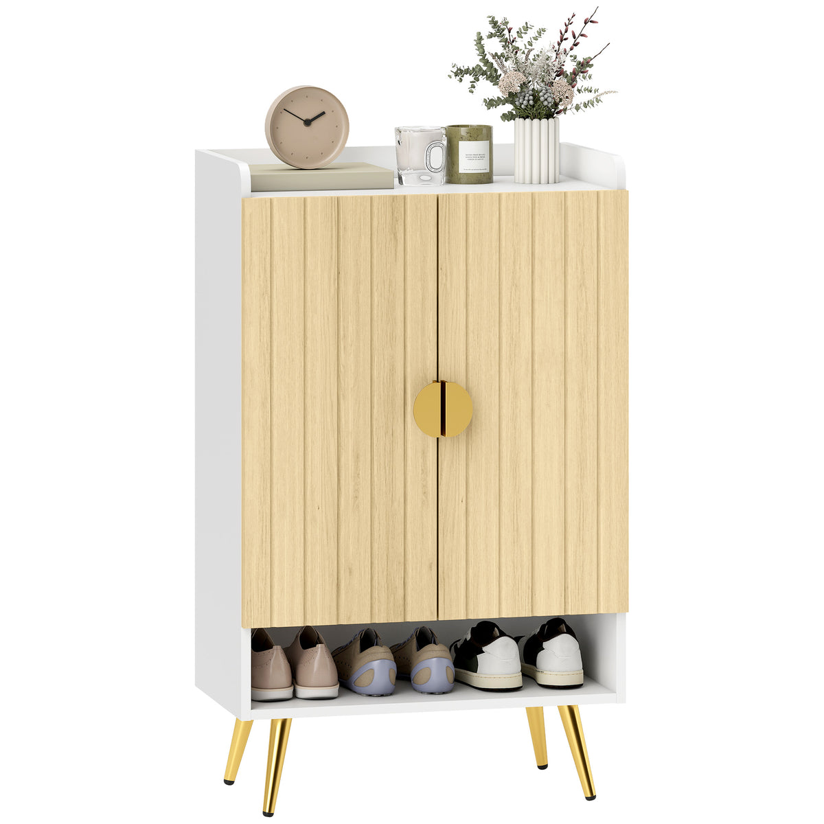 Narrow Shoe Cabinet 4-Tier Adjustable Shelves, 15 Pairs