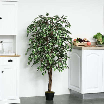 Realistic Potted Artificial Ficus Tree — Green