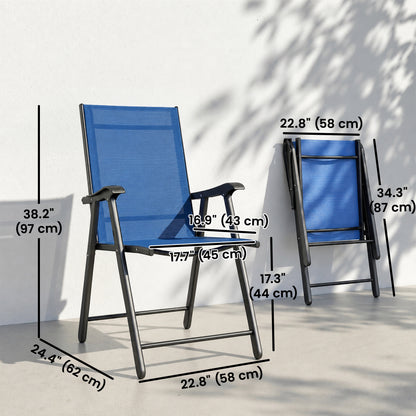 Folding Mesh Patio Chairs — Set of 4