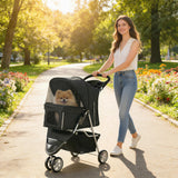 Cochecito plegable de 3 ruedas para perros con toldo ajustable