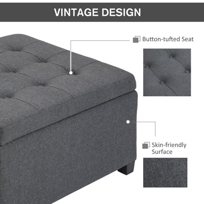 Tufted storage ottoman with upholstered bench seat