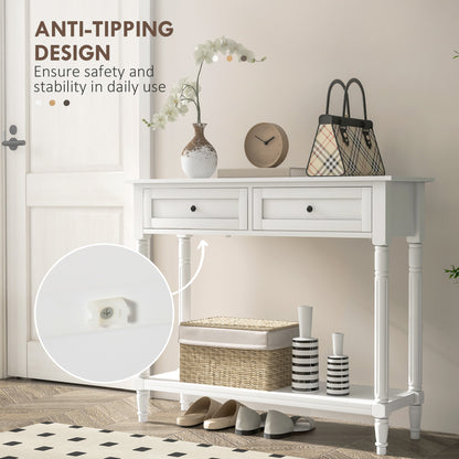 Entryway Console Table with 2 Drawers and Shelf