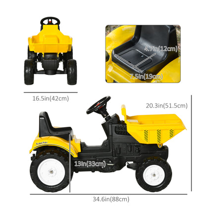 Kids Pedal Ride-On Tractor with Manual Bucket