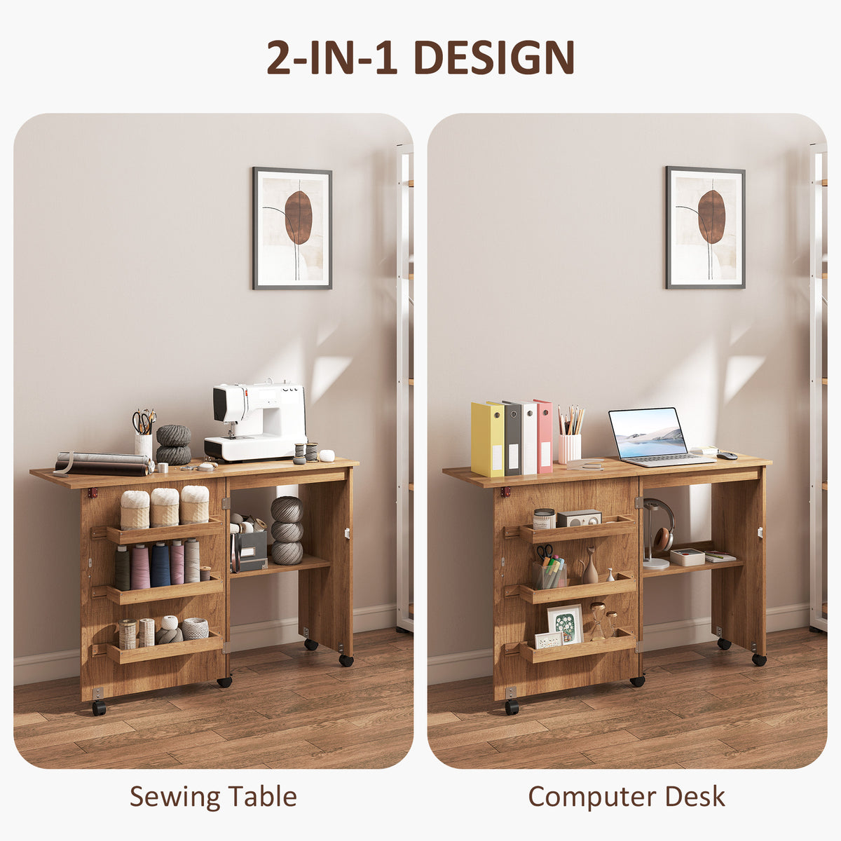 Mueble plegable para máquina de coser con almacenamiento