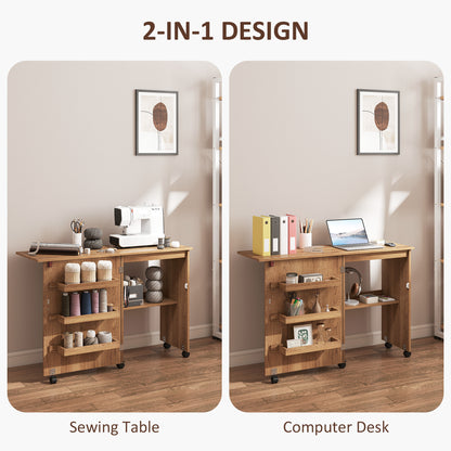 Mueble plegable para máquina de coser con almacenamiento