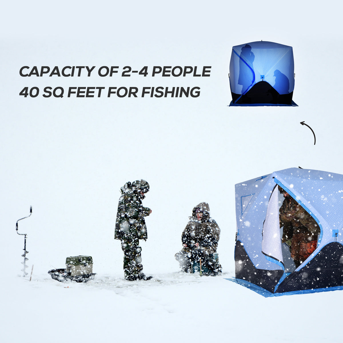 Tienda de pesca sobre hielo aislada para 4 personas