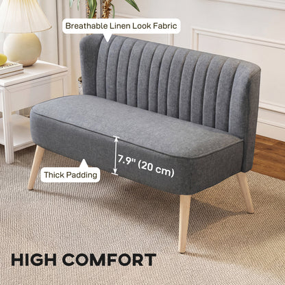 Sofa 2 seater modern linen fabric wood legs
