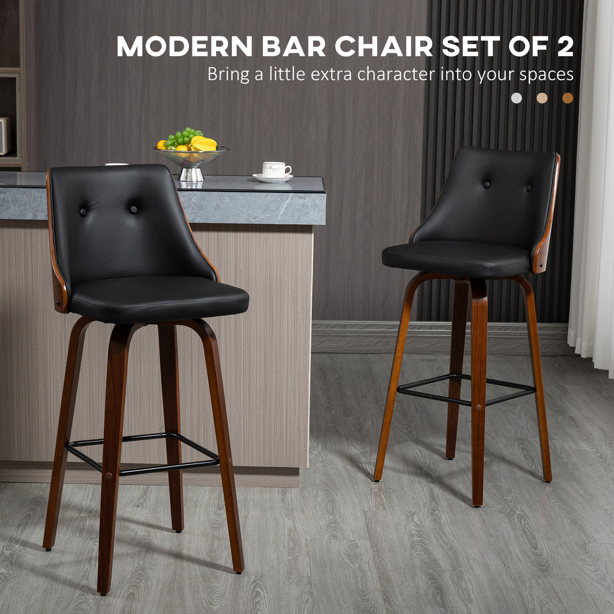 Swivel Bar Stools Tufted Counter Height Set