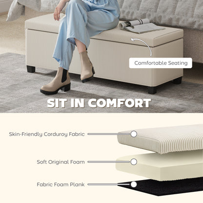 Corduroy Storage Ottoman Bench