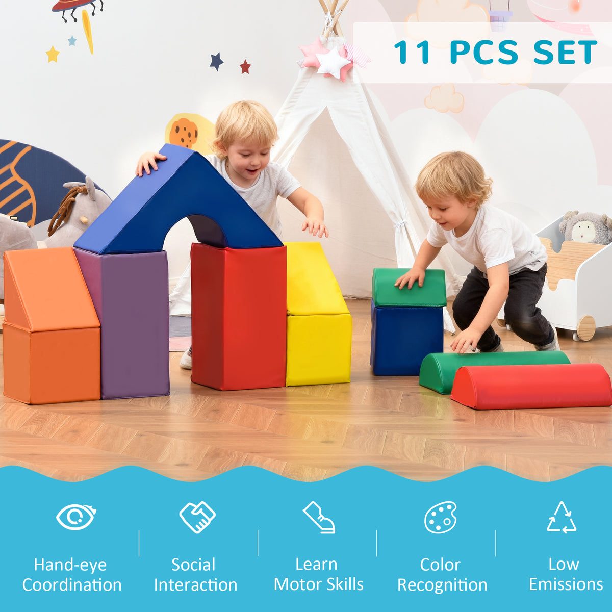 Soft Foam Play Blocks Set 11-Piece for Toddlers