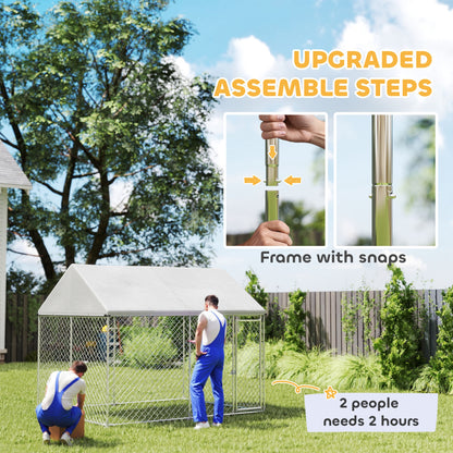 Canil exterior de acero galvanizado para perros con techo impermeable