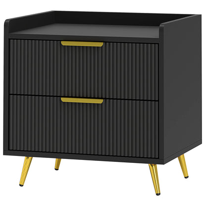 Nightstand with 2 Drawers and Metal Legs