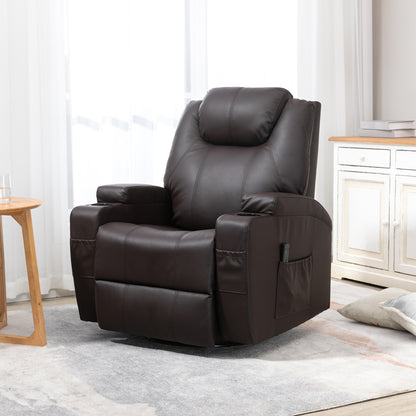 Swivel massage reclining armchair in faux leather