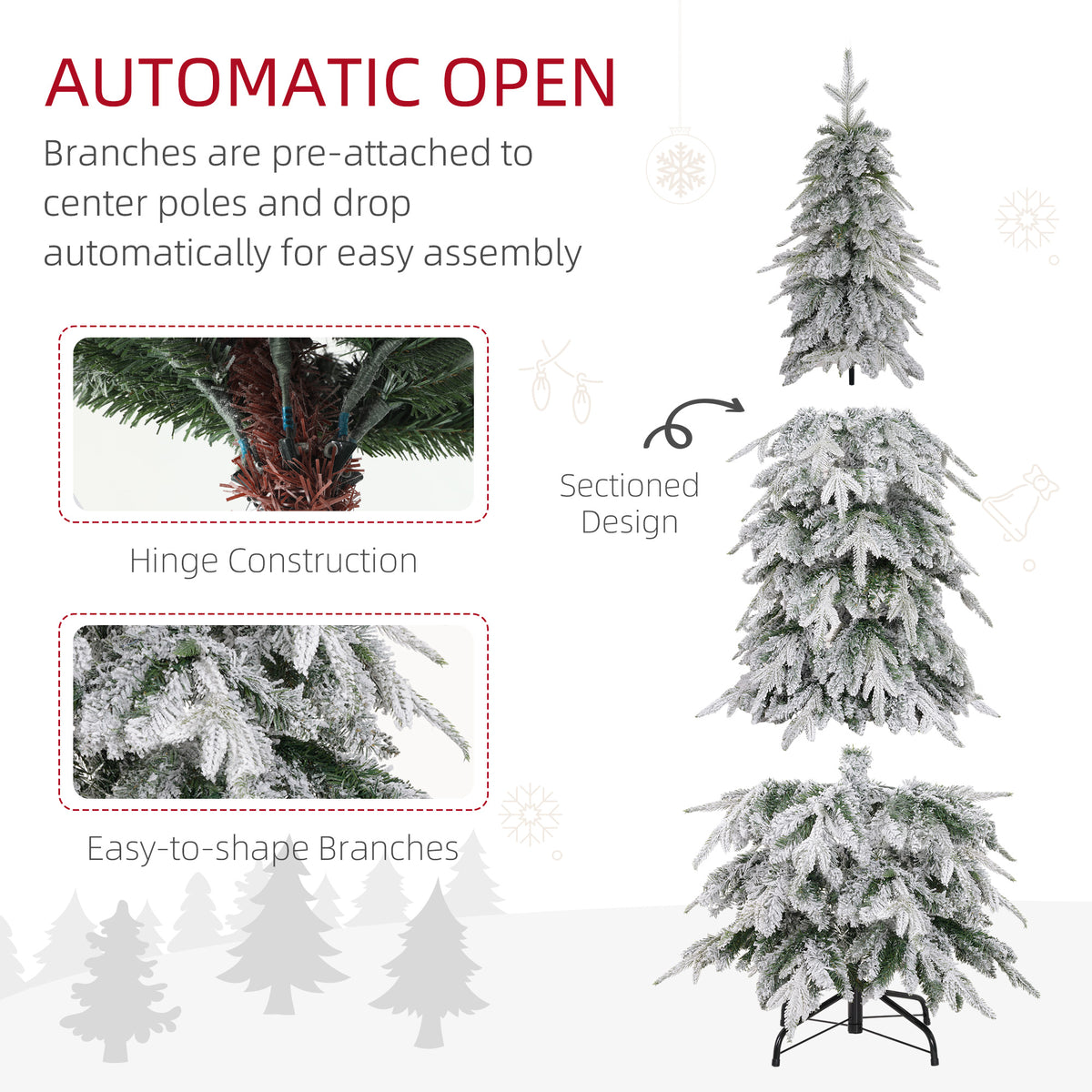Pino de Navidad artificial estilizado nevado 1,8 m