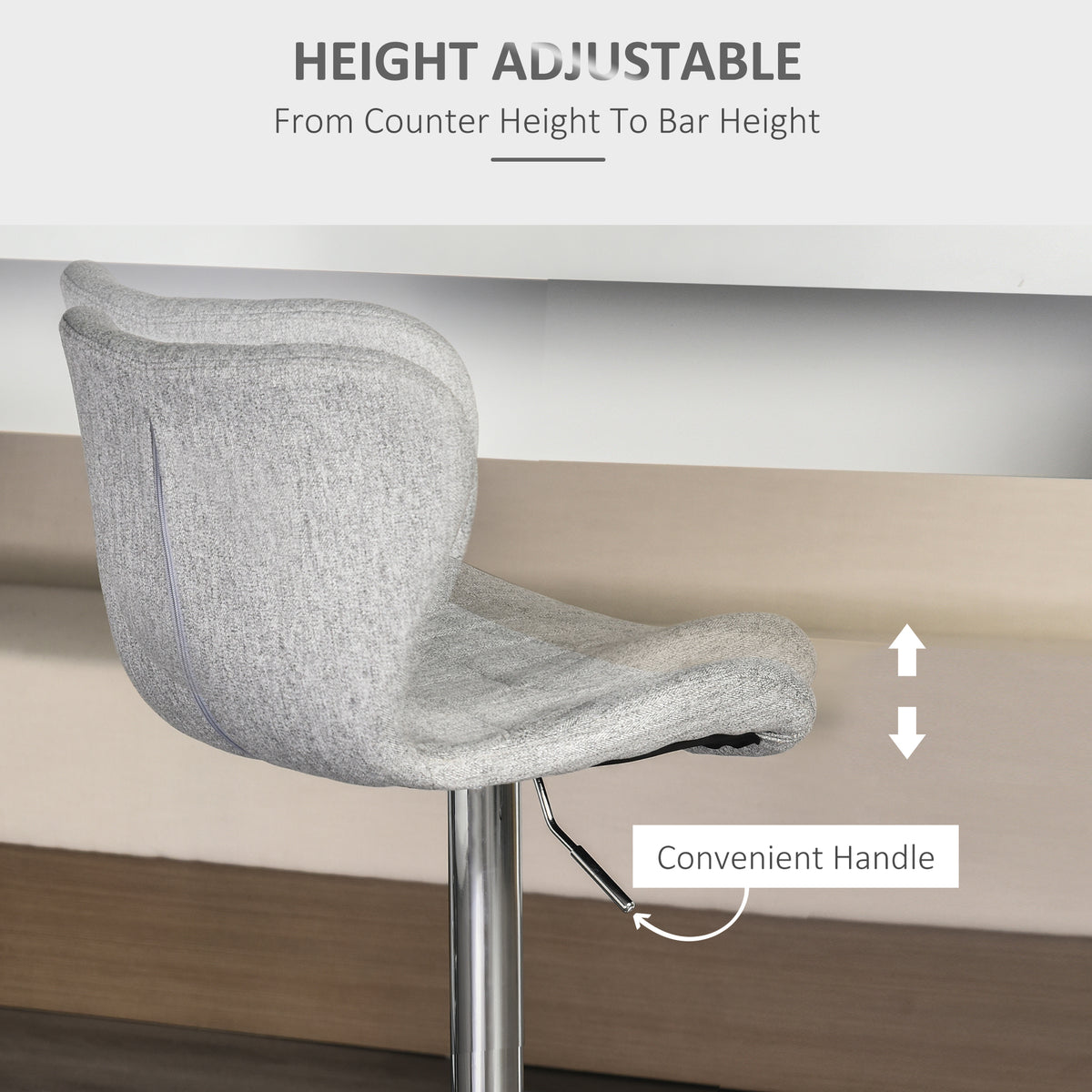 Set of 2 Counter Height Swivel Bar Stools Adjustable