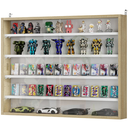 5-Shelf Wall Display Cabinet with 2 Glass Doors