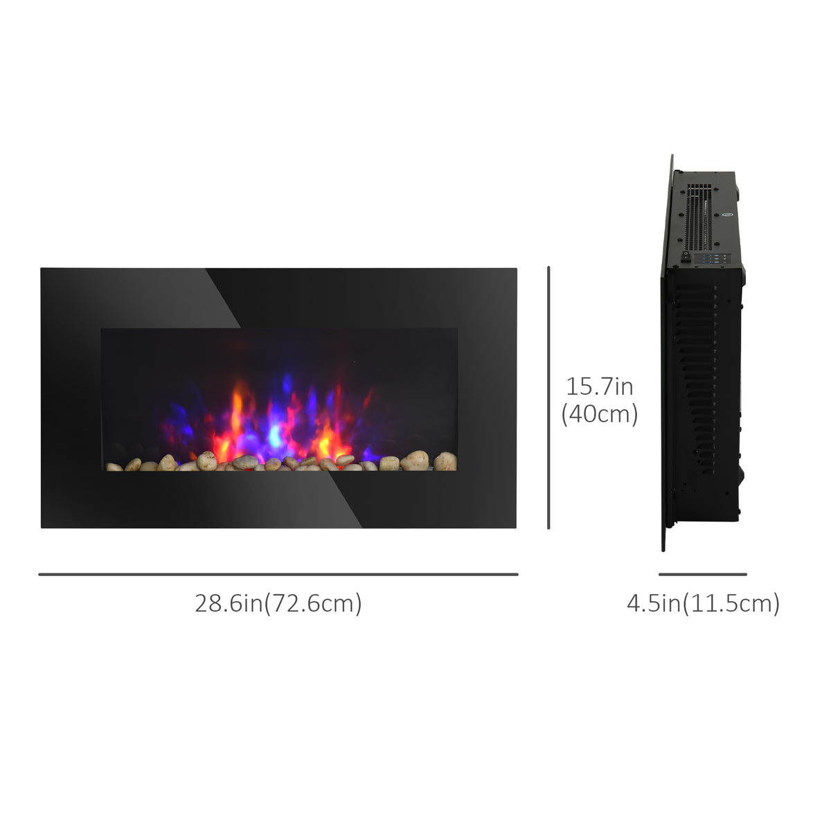 Wall-Mount Electric Fireplace LED 7-Color 28.5 in