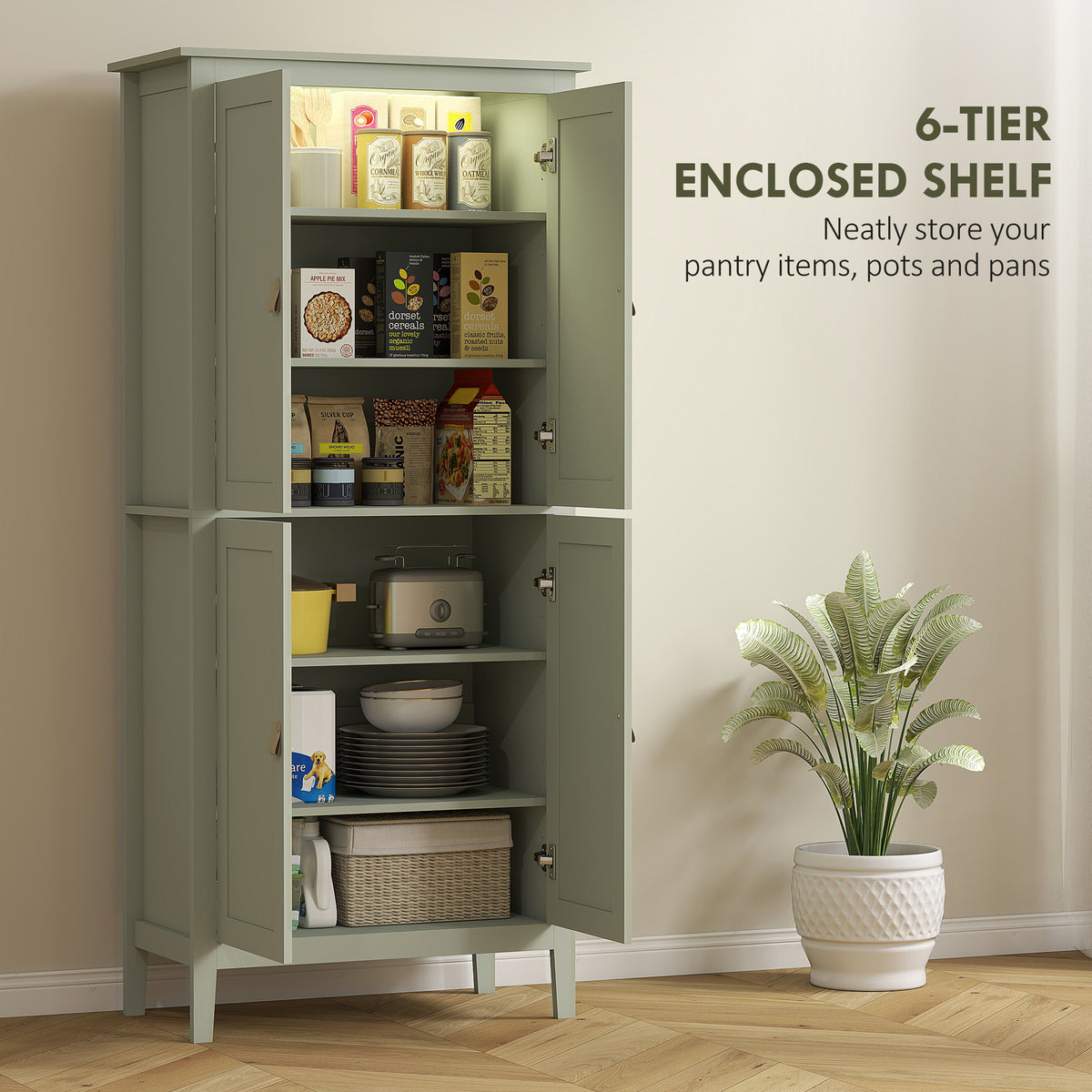 Tall kitchen pantry storage cabinet