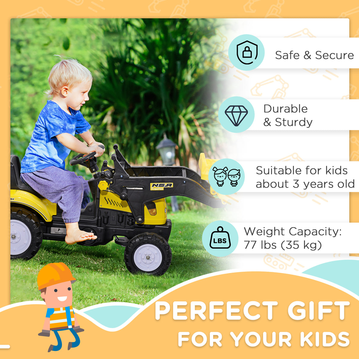 Kids Ride On Tractor with Front Loader