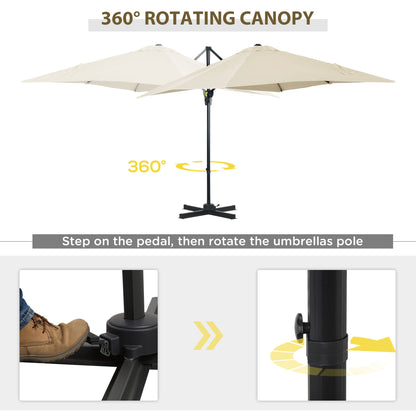 Sombrilla excentrada cuadrada de 245 cm con rotación de 360 grados