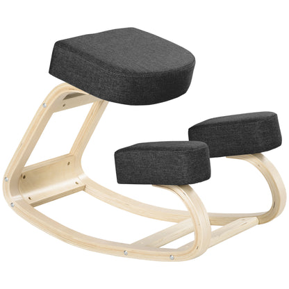 Ergonomic wooden kneeling chair for posture