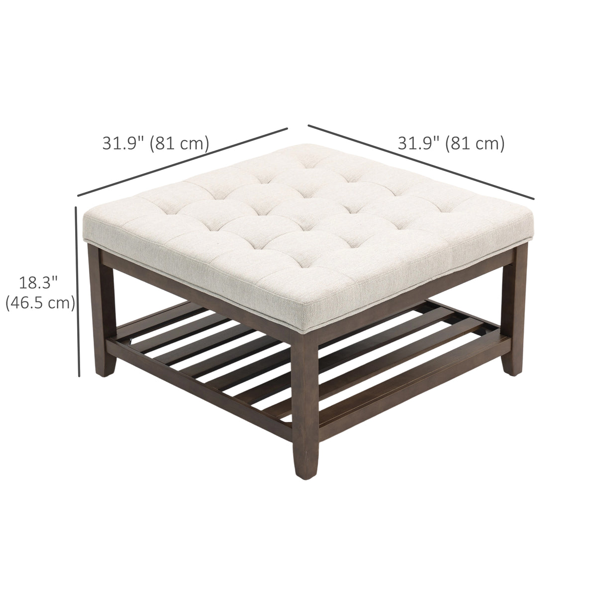Tufted storage ottoman coffee table