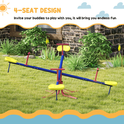 Kids Metal 4-Seater Outdoor Seesaw Teeter Totter