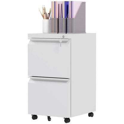 Mobile 2-Drawer Steel Filing Cabinet with Lock