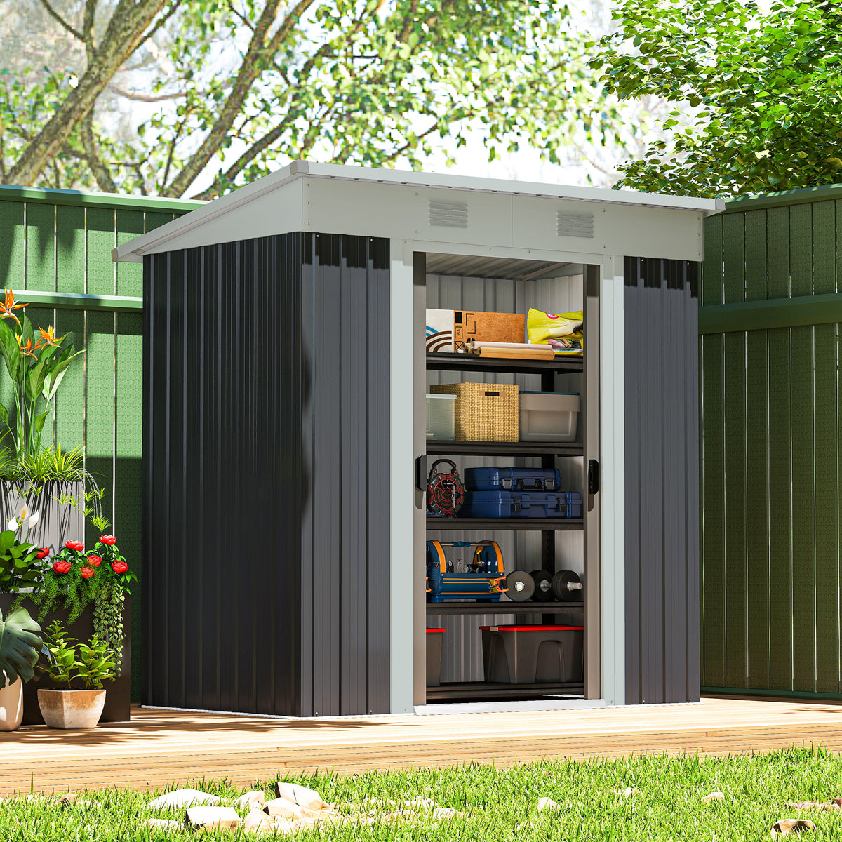 Galvanized Steel Outdoor Storage Shed with Sliding Doors