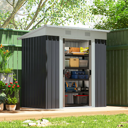 Galvanized Steel Outdoor Storage Shed with Sliding Doors
