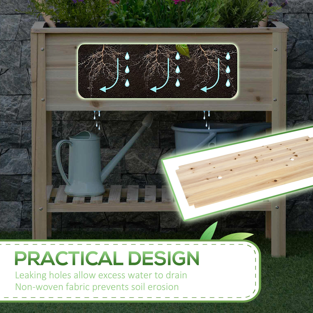 Elevated Planter Box with Storage Shelf 36 x 16 inches