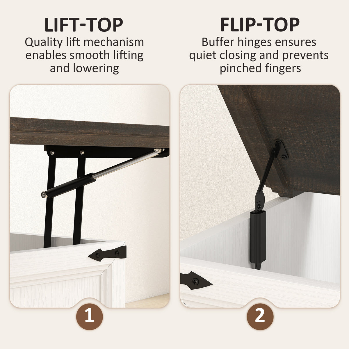 Lift-Top Coffee Table with Charging Station and Hidden Storage