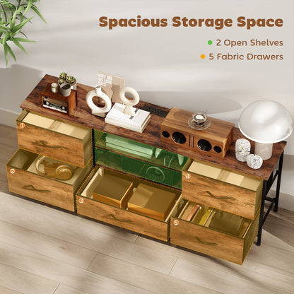 Industrial TV stand with storage and power strip