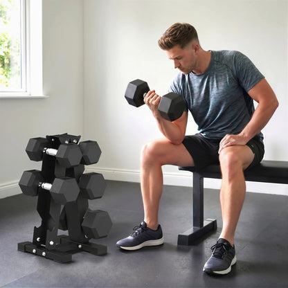 Hex Dumbbell Weight Set with Vertical Rack