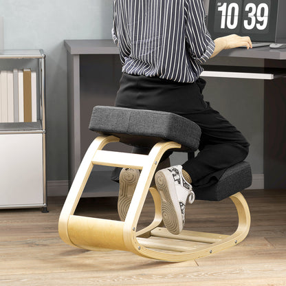 Ergonomic wooden kneeling chair for posture