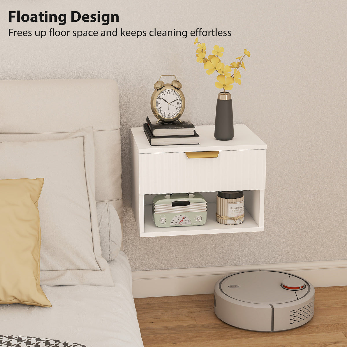 Floating bedside tables wall mounted — Set of 2