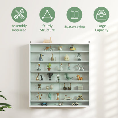 Vitrina expositora de pared de 7 niveles con puertas de vidrio