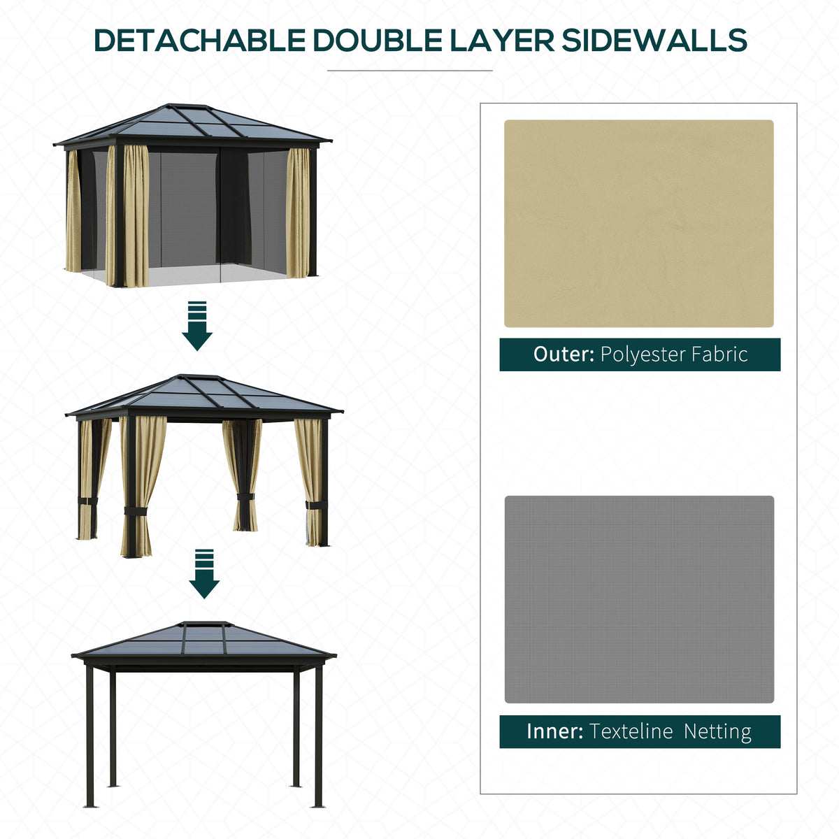 3x3.6m Hardtop Gazebo Polycarbonate - Brown