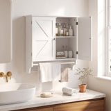 Armario de pared para baño con barras para toallas