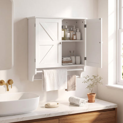 Armario de pared para baño con barras para toallas