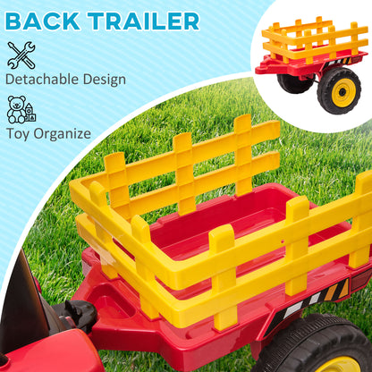 12V Kids Electric Ride-On Tractor with Trailer