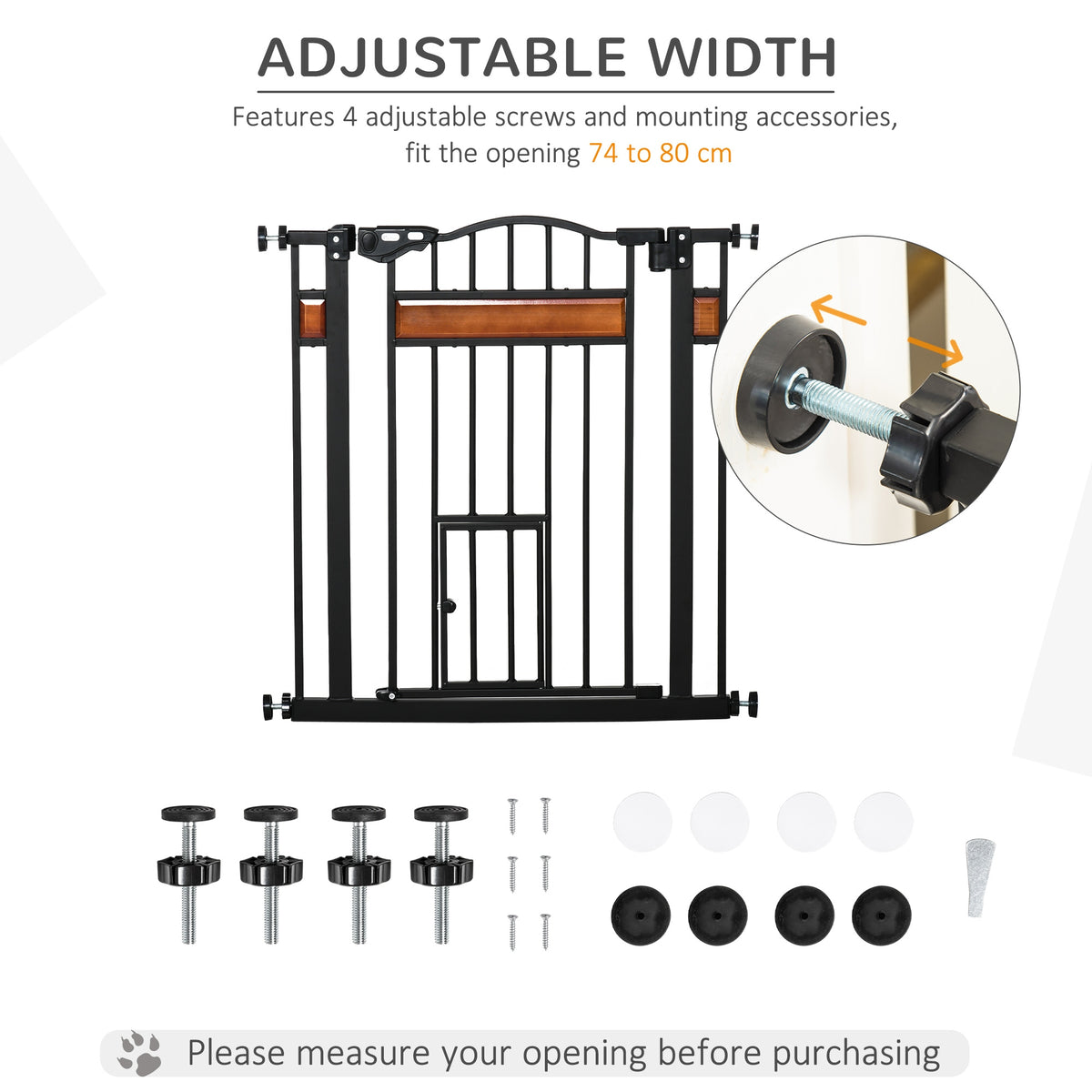 Extra wide dog gate with cat door