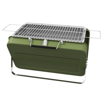 Barbacoa portátil formato maletín metal carbón