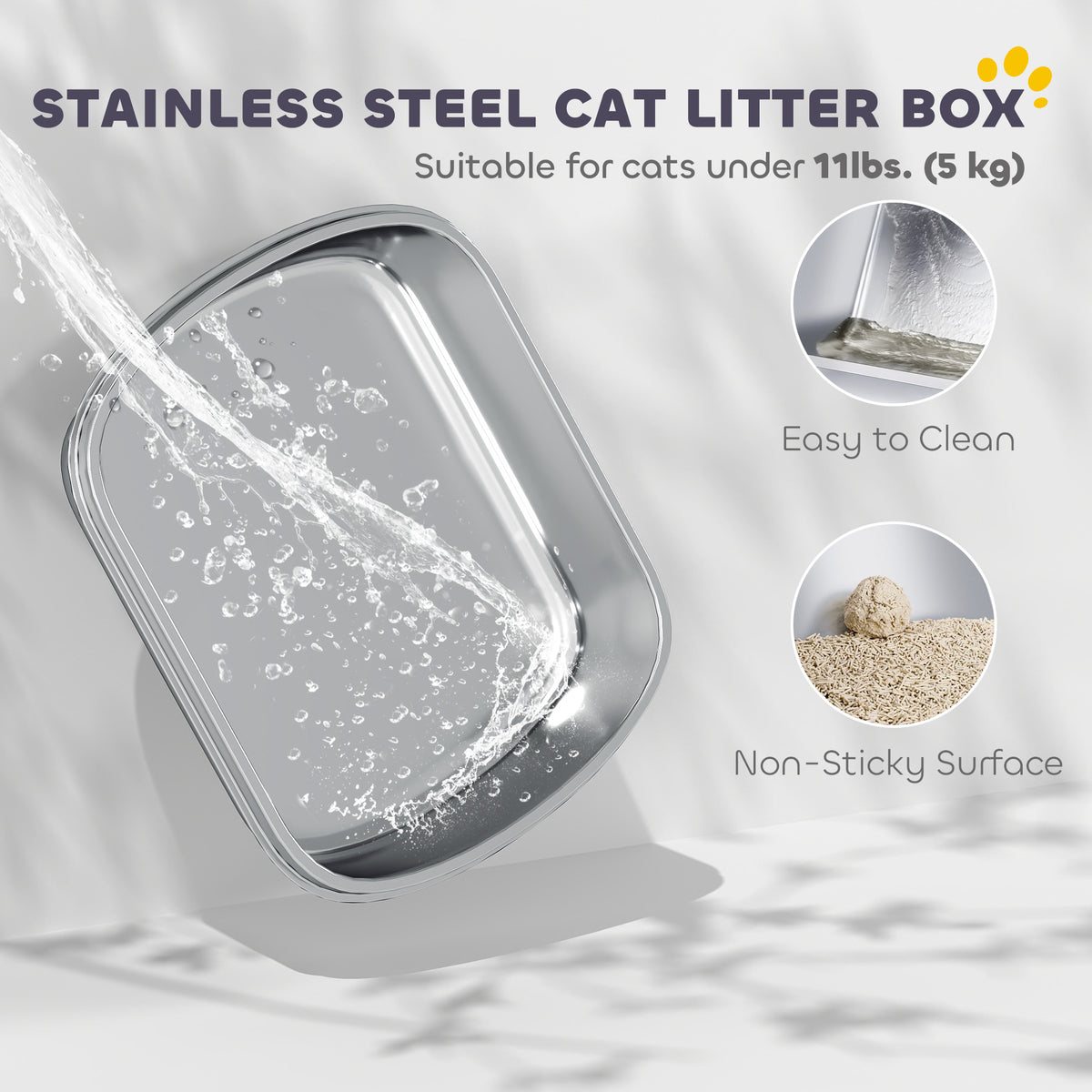 Enclosed Stainless Steel Cat Litter Box with Scoop