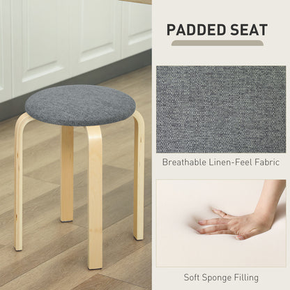 Stackable Wood Kitchen Stools Set of 4