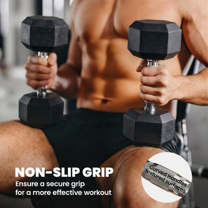 Hex Rubber Dumbbells 15 lb — pair