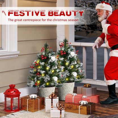 Pre-Lit Artificial Christmas Tree 2.5 ft — Set of 2