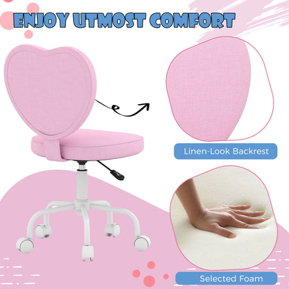 Heart back office chair linen fabric